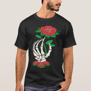 Skelett Hand Rotenrose Blumen Valentinstag Lo T-Shirt