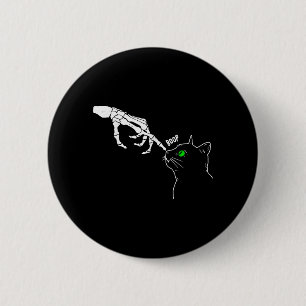 Skelett-Hand tupsst auf Katzennase Lustiges Hallow Button