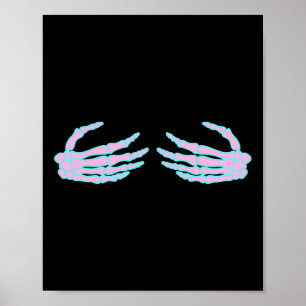 Skelett Hände auf S Brust Poster