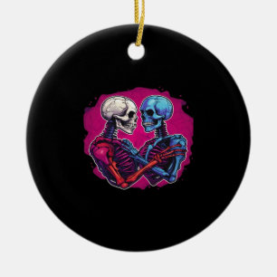 Skelett-Hände halten Herz Retro-Tätowierstil Keramik Ornament