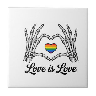 Skelett Hände Regenbogen Herz Liebe ist Liebe Shir Fliese