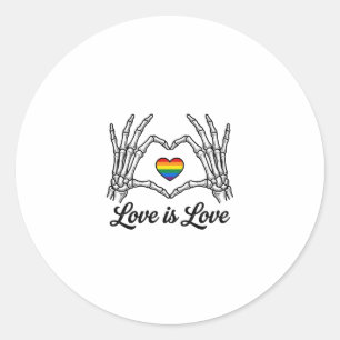Skelett Hände Regenbogen Herz Liebe ist Liebe Shir Runder Aufkleber
