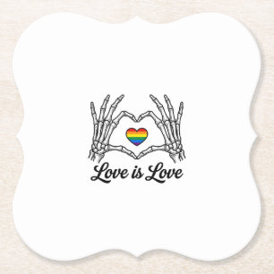 Skelett Hände Regenbogen Herz Liebe ist Liebe Shir Untersetzer