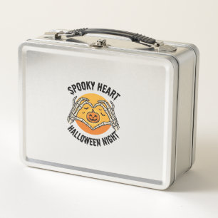 Skelett Herz Halloween Vintage Hände Design_1 Metall Brotdose