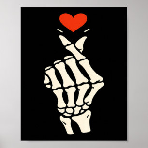 Skelett Herz Hand Halloween Valentinstag Mädchen F Poster