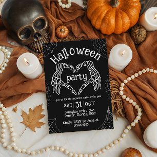 Skelett-Herz-Hände Halloween-Party-Einladung Einladung