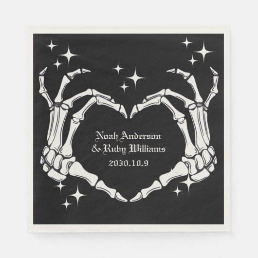 Skelett-Herzförmige-Hand-Hochzeit Serviette (Vorderseite)