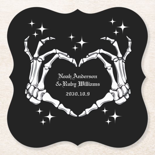 Skelett-Herzförmige-Hand-Hochzeit Untersetzer (Vorderseite)