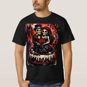 Skelett-Hochzeit, gotische Liebende umarmen sich T-Shirt