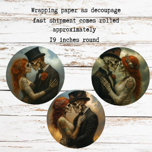 Skelett-Hochzeitspaar-Decoupage-Papier   Geschenkpapier Set