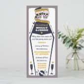 Skelett-Hochzeitsprogramm - Navy und Senf Programm (Stehend Vorderseite)