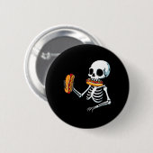 Skelett Hot Dog Halloween Button (Vorne & Hinten)