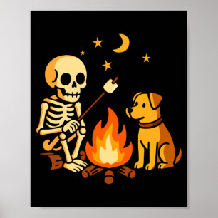 Skelett Hund Lagerfeuer Camping Lustiger Hunde Lie Poster