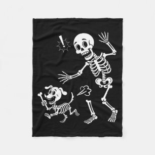 Skelett-Hund stiehlt Halloween-Kochenkostüm Hausti Fleecedecke