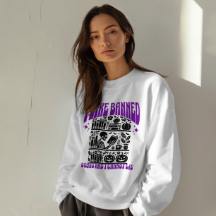 Skelett I Read Banned Books Halloween Sweatshirt