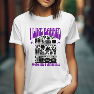 Skelett I Read Banned Books Halloween T-Shirt