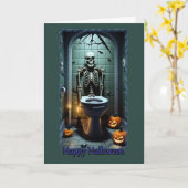 Skelett im Bad Spaß Halloween Card Karte (Gelbe Blume)