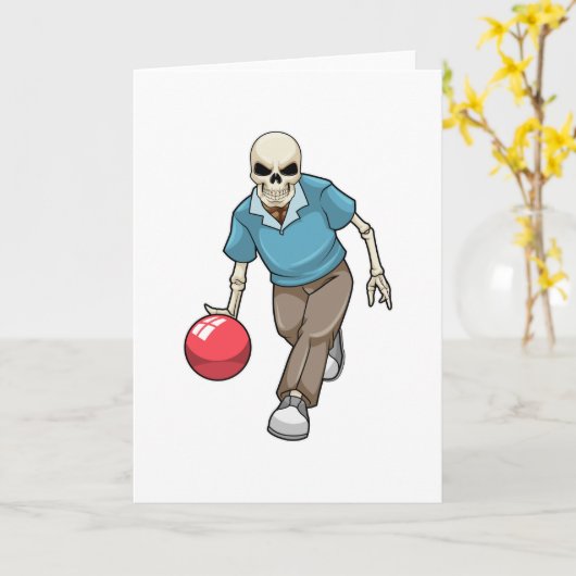 Skelett im Bowling mit Bowlingball Karte (Gelbe Blume)