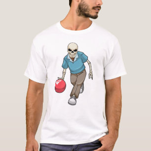 Skelett im Bowling mit Bowlingball T-Shirt