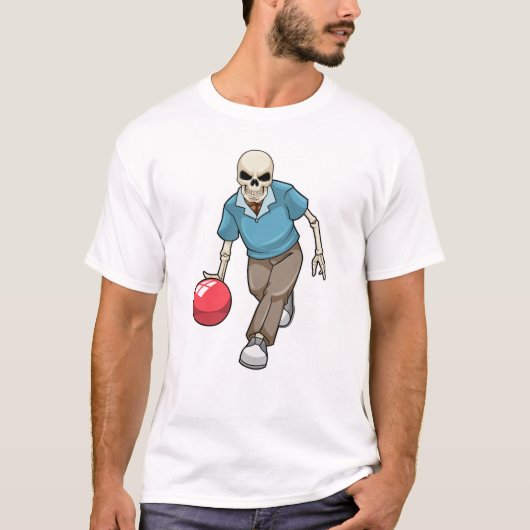 Skelett im Bowling mit Bowlingball T-Shirt (Vorderseite)