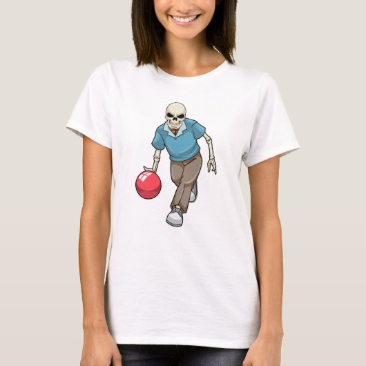 Skelett im Bowling mit Bowlingball T-Shirt (Vorderseite)