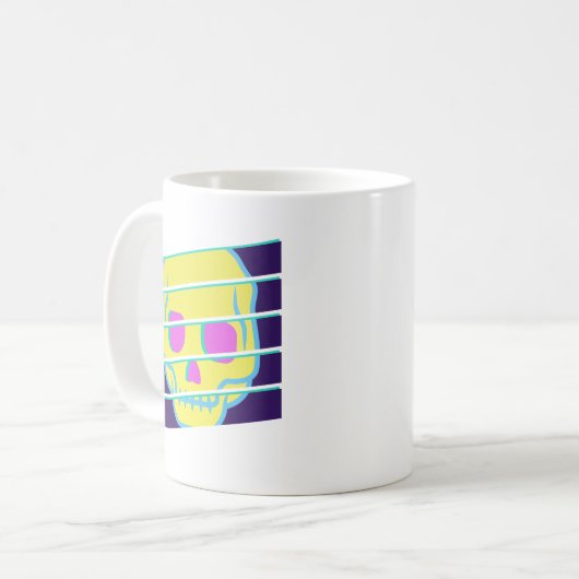 "Skelett im Fenster" (Retro) Kaffeetasse (Vorderseite Links)