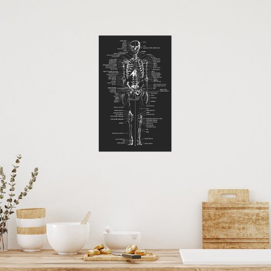 Skelett im Graukalkpappstil Poster (Küche)