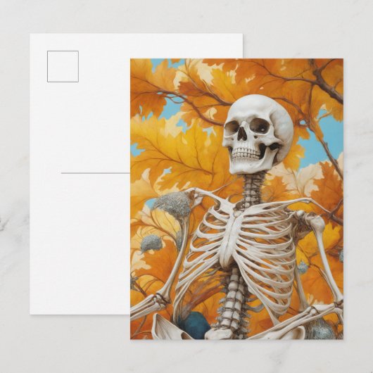 Skelett im Herbst Postkarte (Vorne/Hinten)