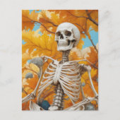 Skelett im Herbst Postkarte (Vorderseite)