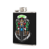 Skelett im Santa Anzug Reiten auf dem Motorrad Flachmann (Links)