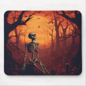 Skelett im spöttischen Wald Halloween Baum Mousepad (Vorne)