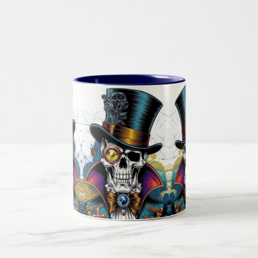 Skelett im Viktorianischen Stil Zweifarbige Tasse (Mittel)