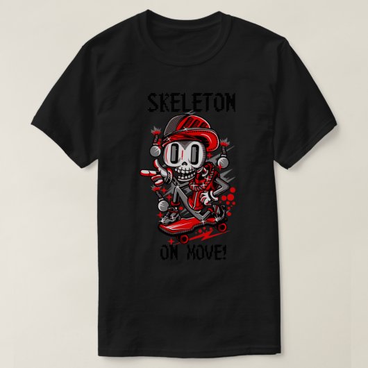 Skelett in Bewegung T-Shirt (Design vorne)