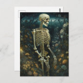 Skelett in den Blume nachts Postkarte (Vorne/Hinten)