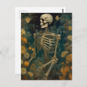 Skelett in den Blume Postkarte (Vorne/Hinten)