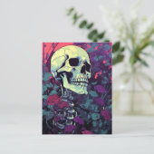 Skelett in den Blume Postkarte (Stehend Vorderseite)
