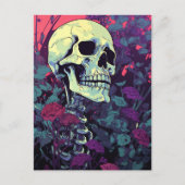 Skelett in den Blume Postkarte (Vorderseite)