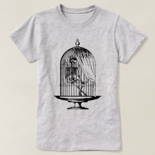 Skelett in einem Birdcage T-Shirt