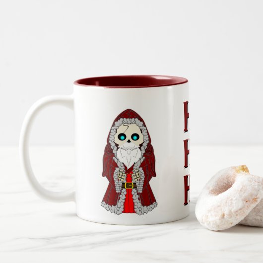 Skelett in einem Santa Anzug. saisonabhängig Zweifarbige Tasse (Mit Donut)