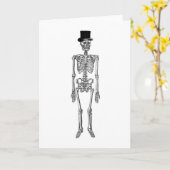 Skelett in einem Top Hat Karte (Gelbe Blume)