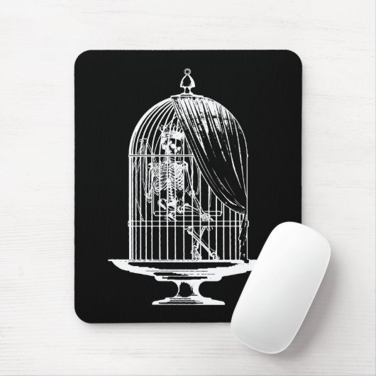 Skelett in einem Vogelkäfig Mousepad (Mit Mouse)