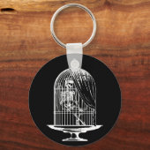 Skelett in einem Vogelkäfig Schlüsselanhänger (Vorderseite)