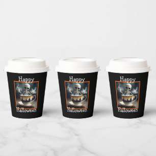 Skelett in einer Tasse Halloween Pappbecher