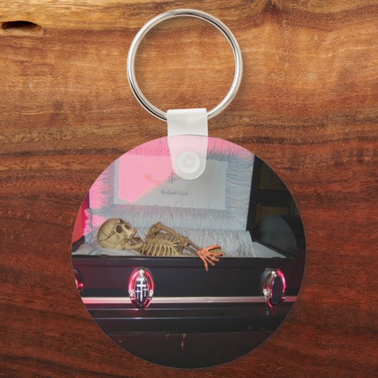 Skelett in Sarg Schlüsselanhänger (Vorderseite)