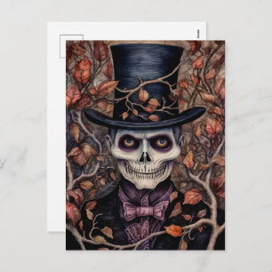 Skelett in Style Halloween Postcard Feiertagspostkarte