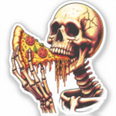 Skelett isst Pizza  Aufkleber (Vorderseite)