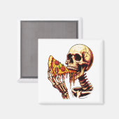 Skelett isst Pizza Magnet (Vorderseite/Rückseite)
