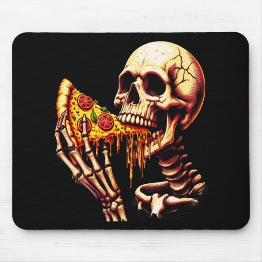 Skelett isst Pizza Mousepad (Vorne)