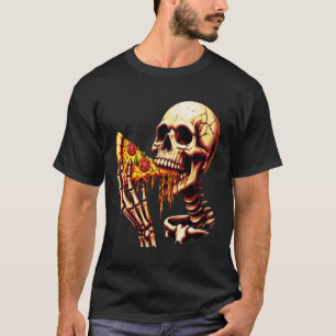 Skelett isst Pizza T-Shirt
