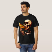 Skelett isst Pizza T-Shirt (Vorne ganz)